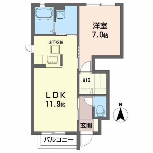 アムール1番館(1LDK/1階)の間取り写真