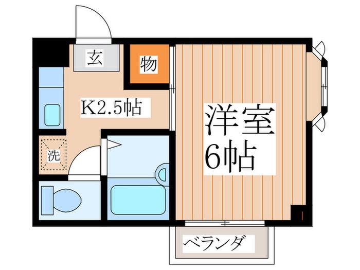 ヘリテージ(1K/2階)の間取り写真