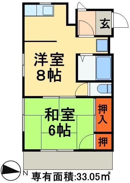 川村ハイム(1DK/2階)の間取り写真