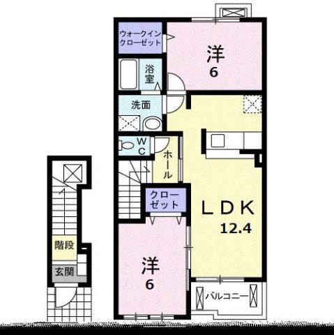ベル・アルカンシェルB(2LDK/2階)の間取り写真