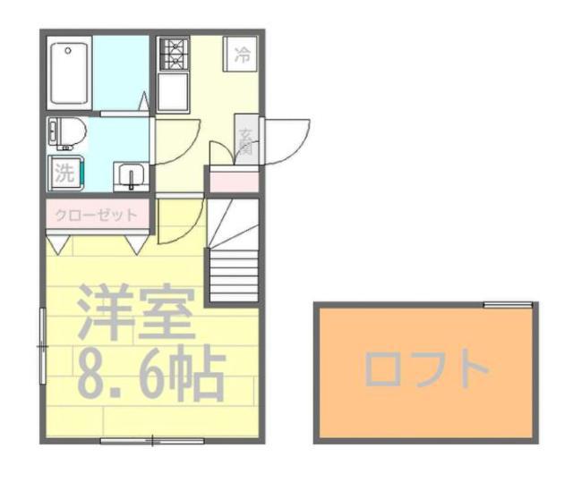 トレスコーマ2ND(1K/2階)の間取り写真