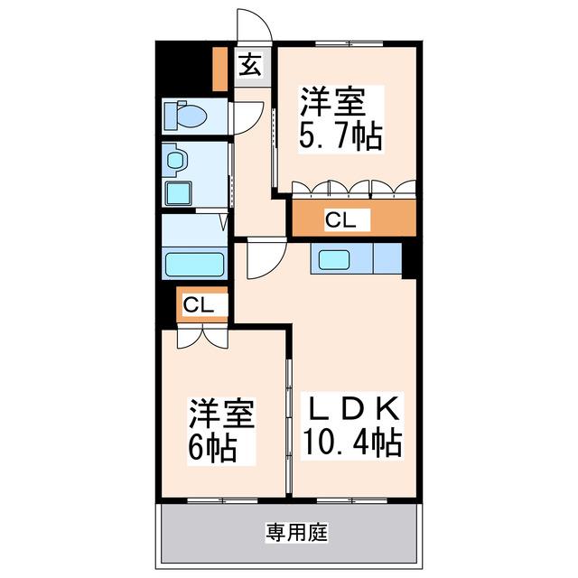 ディア・ベルジュ(2LDK/1階)の間取り写真