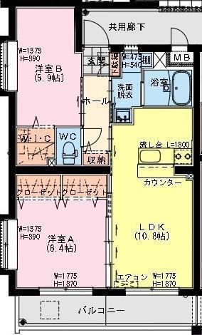 あかねヒルズ南宮崎(2LDK/2階)の間取り写真