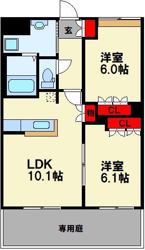 CENTURY椿B(2LDK/1階)の間取り写真