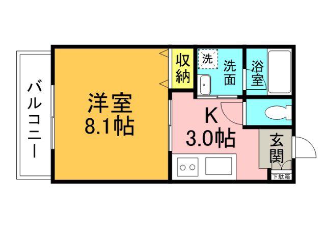 PLEIN SOLEIL 庚午北(1K/2階)の間取り写真