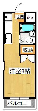 さつきマンション(ワンルーム/2階)の間取り写真