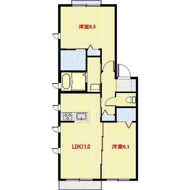 クラリス横濱 II番館(2LDK/2階)の間取り写真