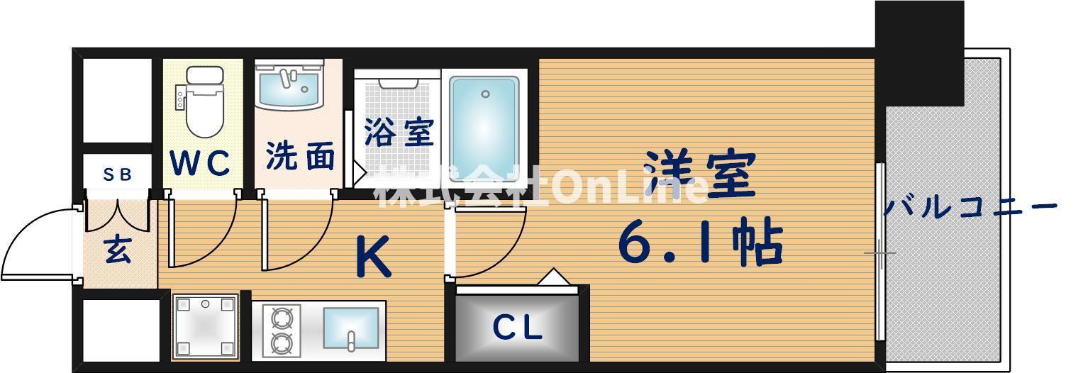 プレサンス東小橋エレディータ(1K/2階)の間取り写真