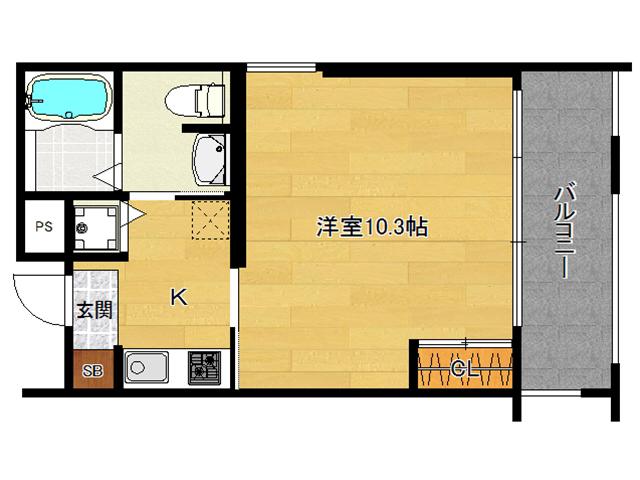 LAKAS FUSHIMI(1K/2階)の間取り写真