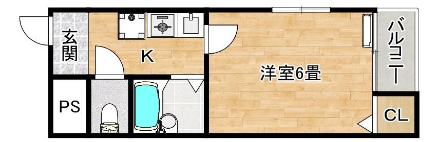 シルフィード堺(1K/4階)の間取り写真