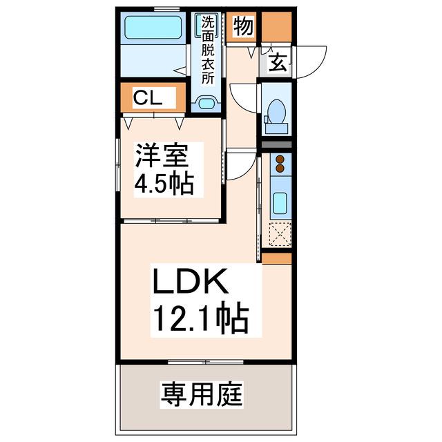 オーピュール城西(1LDK/1階)の間取り写真