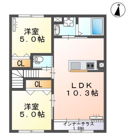 グランノヴァ(2LDK/2階)の間取り写真