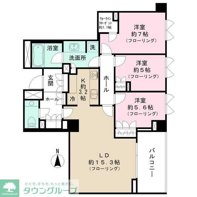 京王新線 幡ケ谷駅 徒歩9分 4階建 築12年(3LDK/3階)の間取り写真