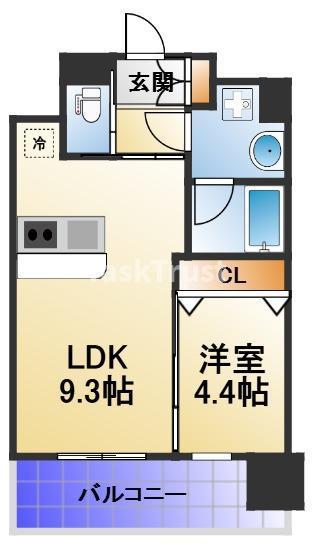 プレジオ都島ASIAN(1LDK/8階)の間取り写真