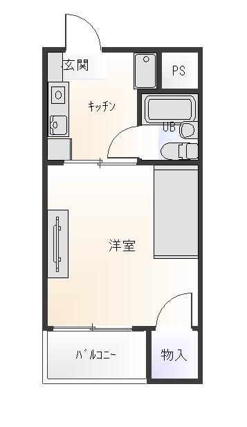 マンション葵II(1K/2階)の間取り写真