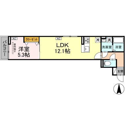 DBLESS湘南台6丁目(1LDK/2階)の間取り写真