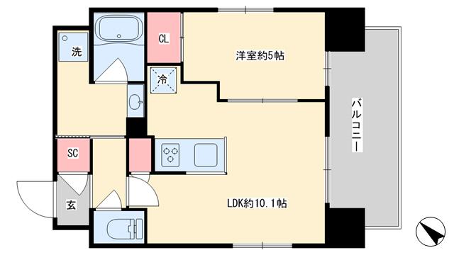 ドゥ‐ コルド(1LDK/4階)の間取り写真