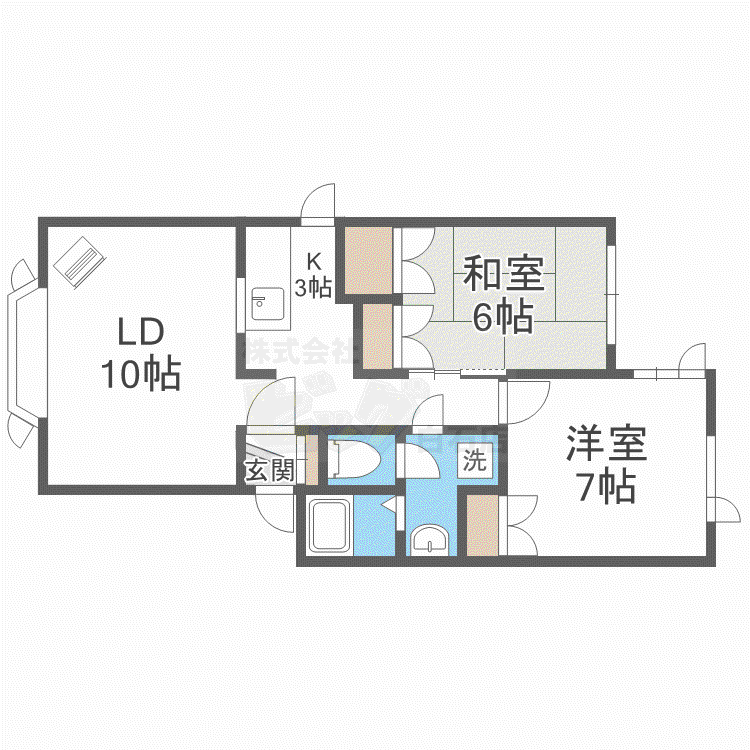 グラシア北郷 III(2LDK/2階)の間取り写真