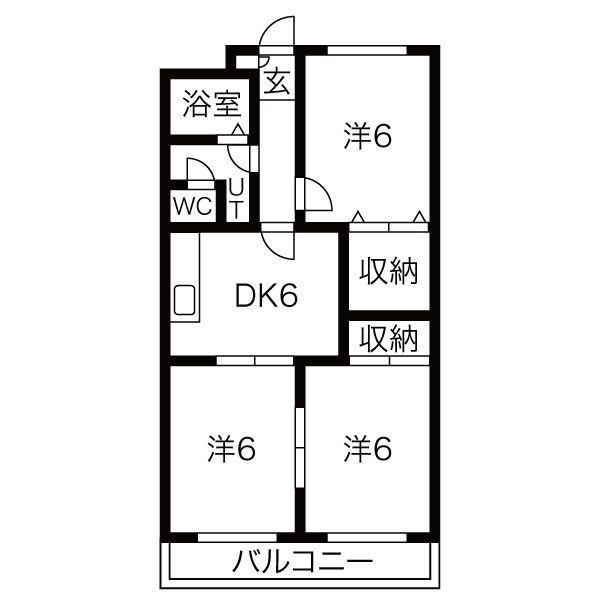 グランデ住吉A(3DK/3階)の間取り写真