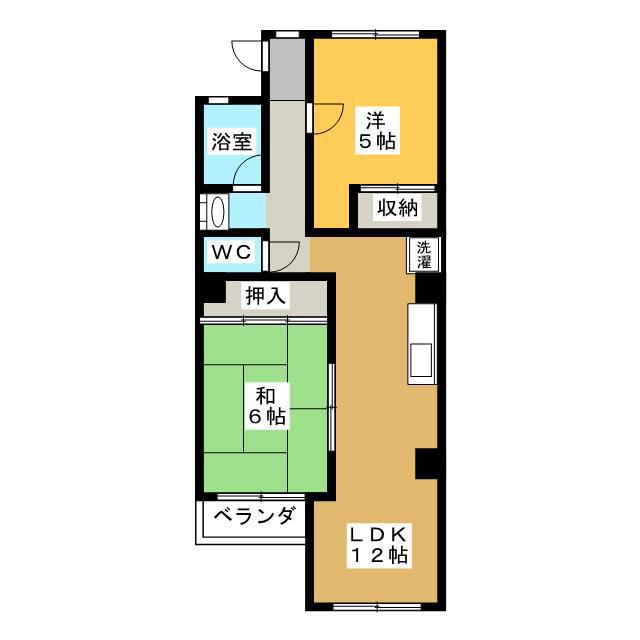 住吉ビル(2LDK/6階)の間取り写真