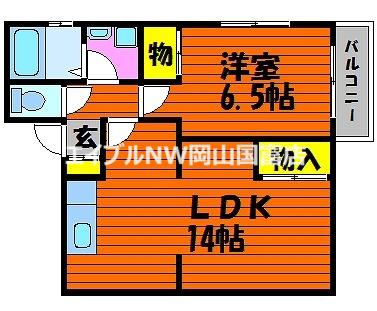 アイリスB(1LDK/2階)の間取り写真