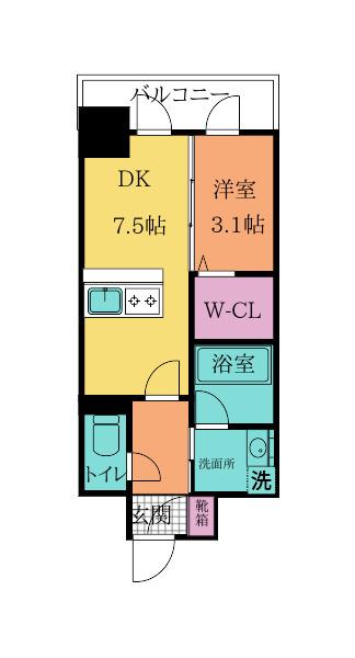 プレジデンス ざ旦過(1LDK/13階)の間取り写真