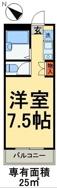 ベルフラット(1K/2階)の間取り写真