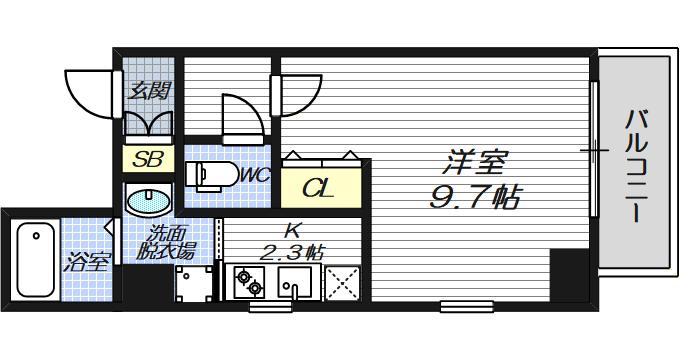 エスライズ難波(1K/7階)の間取り写真