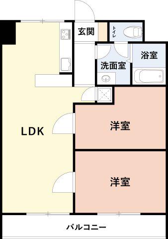都町リハイムA棟(2LDK/6階)の間取り写真