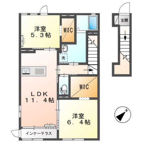 グローリア(2LDK/2階)の間取り写真