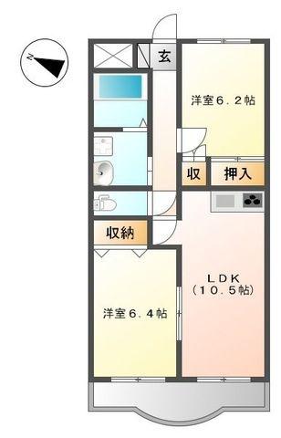 カーム・ルーラル(2LDK/3階)の間取り写真