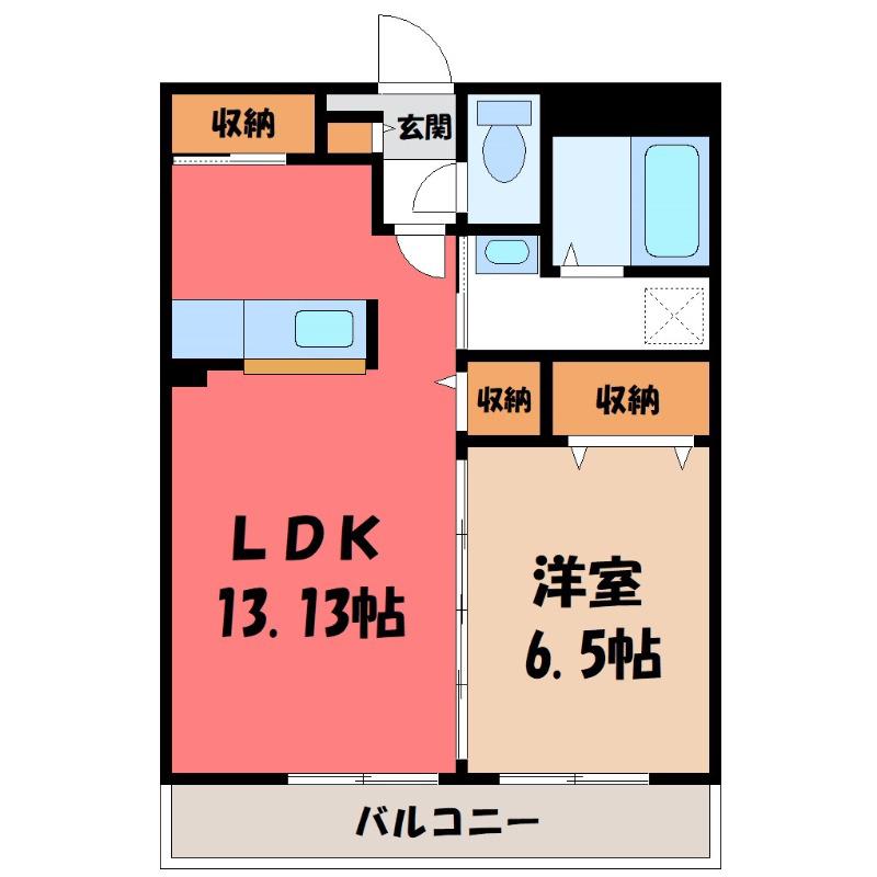 NEW WELL COURT高崎問屋町(1LDK/1階)の間取り写真