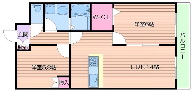 パレロイヤル(2LDK/2階)の間取り写真
