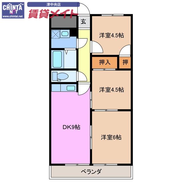 リパルティーレ津新町A(3DK/5階)の間取り写真
