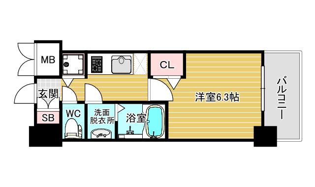 ベラジスタ塚本(1K/2階)の間取り写真