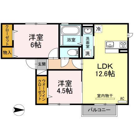 セントラル レジデンス E棟(2LDK/2階)の間取り写真