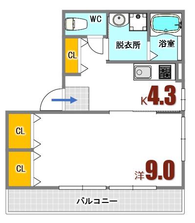 コーポHOSONO(1K/3階)の間取り写真