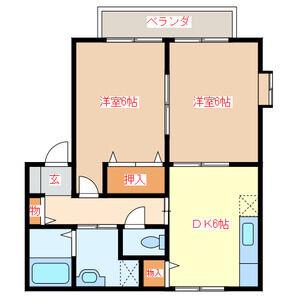 コンフォールヴィラ(2DK/2階)の間取り写真