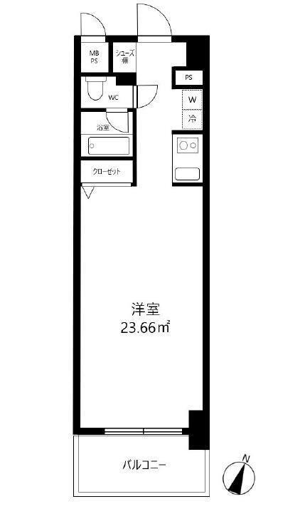 ライオンズマンション東日暮里第2(ワンルーム/2階)の間取り写真
