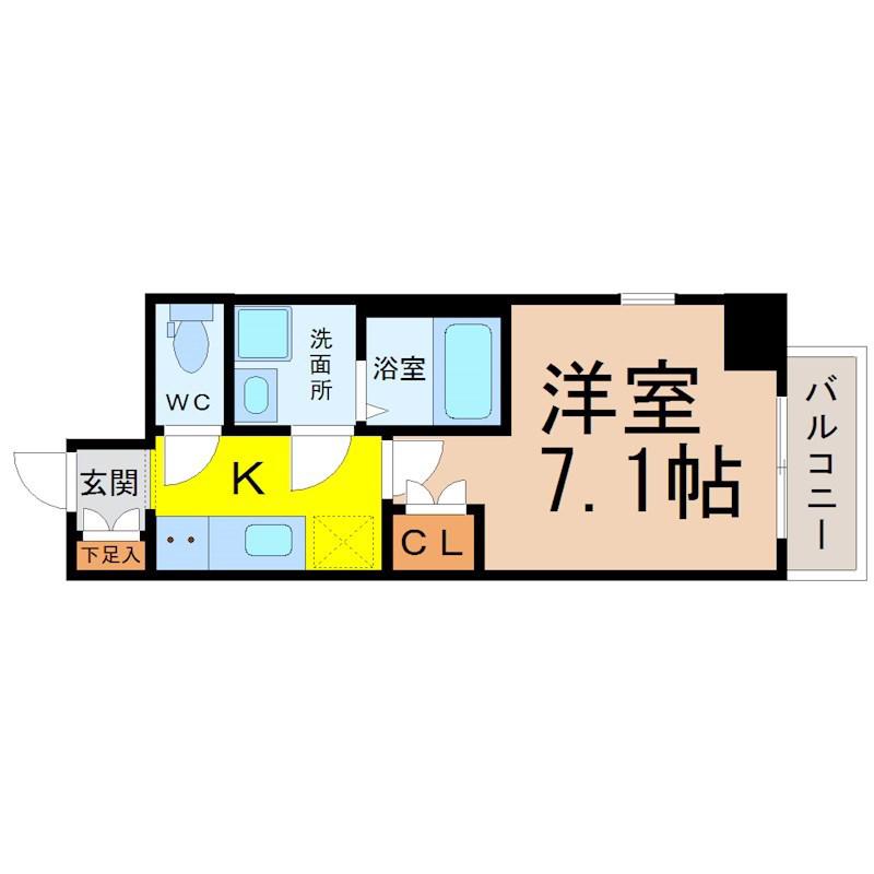 VANCOUVER1118大曽根(1K/7階)の間取り写真