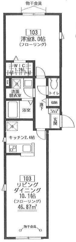 ラ・フルール(1LDK/1階)の間取り写真