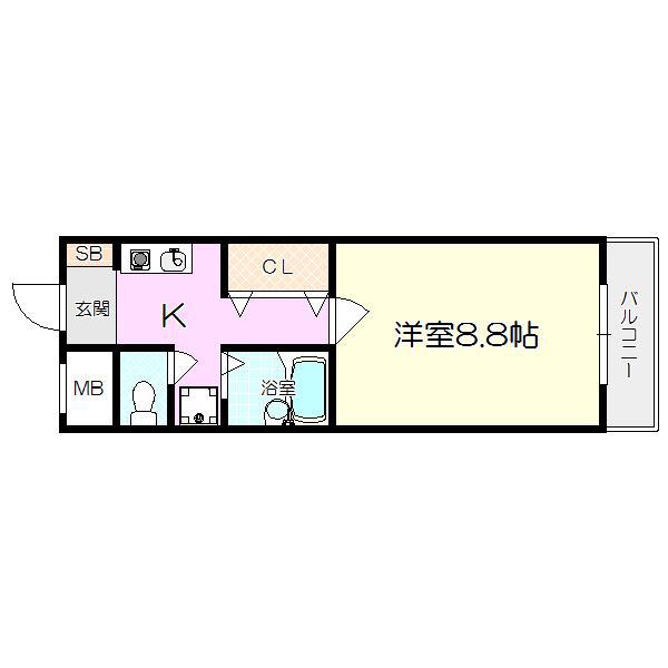 ソフィアII(1K/1階)の間取り写真
