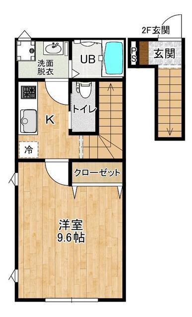 RAINBOW MIRAI B棟(1K/2階)の間取り写真