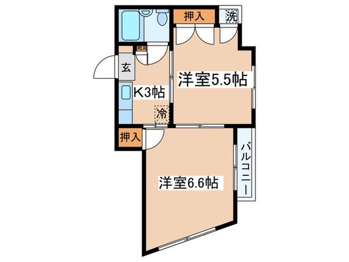 冨田ビル(2K/4階)の間取り写真