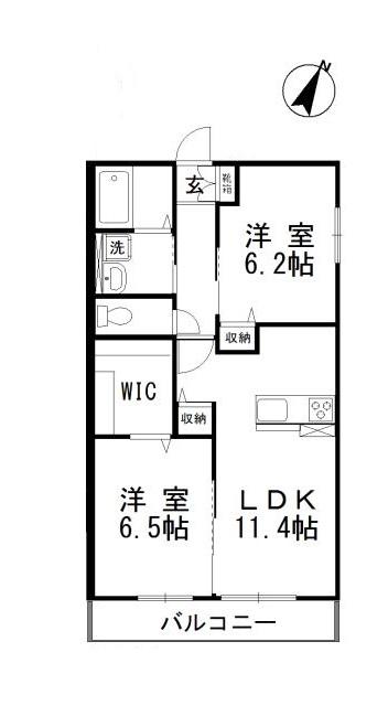 フォレスト II(2LDK/2階)の間取り写真