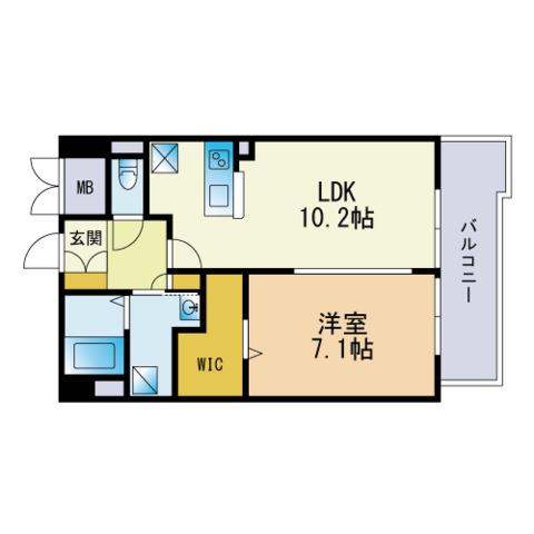 キルンズ高取(1LDK/6階)の間取り写真