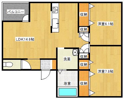 ユトリロ430(2LDK/2階)の間取り写真