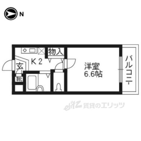 CASAⅢ(1K/2階)の間取り写真