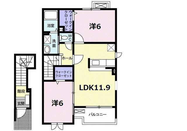 メイクロード(2LDK/2階)の間取り写真