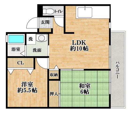 アキナハイツII(2LDK/2階)の間取り写真